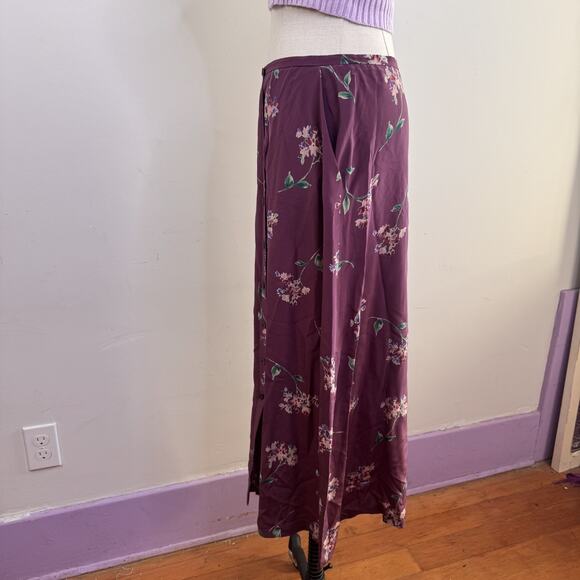 Vintage 90s Jones New York 100% Silk Floral Midi Skirt Button Front Indie Fairy - Picture 7 of 7